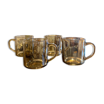 Set of 4 arcoroc mugs in smoked glass
