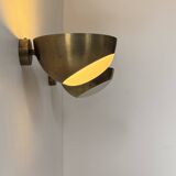 Paire d'appliques vintage laiton et verre, Italie 1960