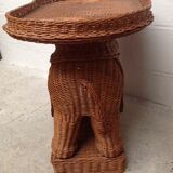 Rattan elephant coffee table and vintage wicker