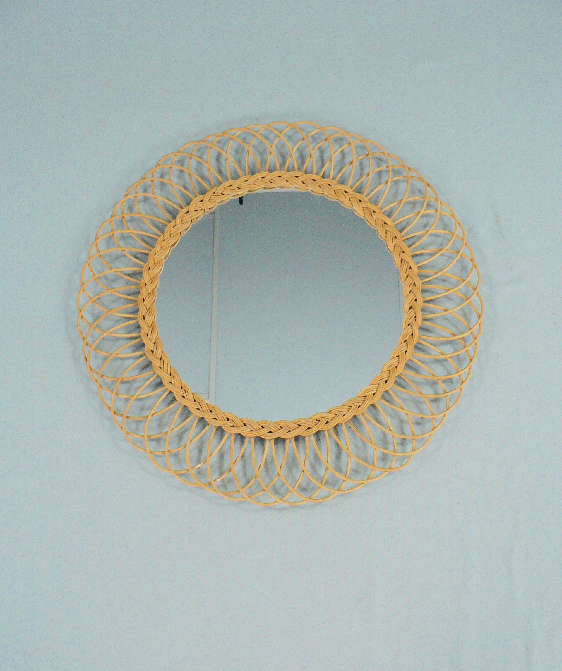 Rattan mirror 60s diameter 64cm