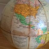 Small terrestrial globe world map of girard and barrère - year 60's