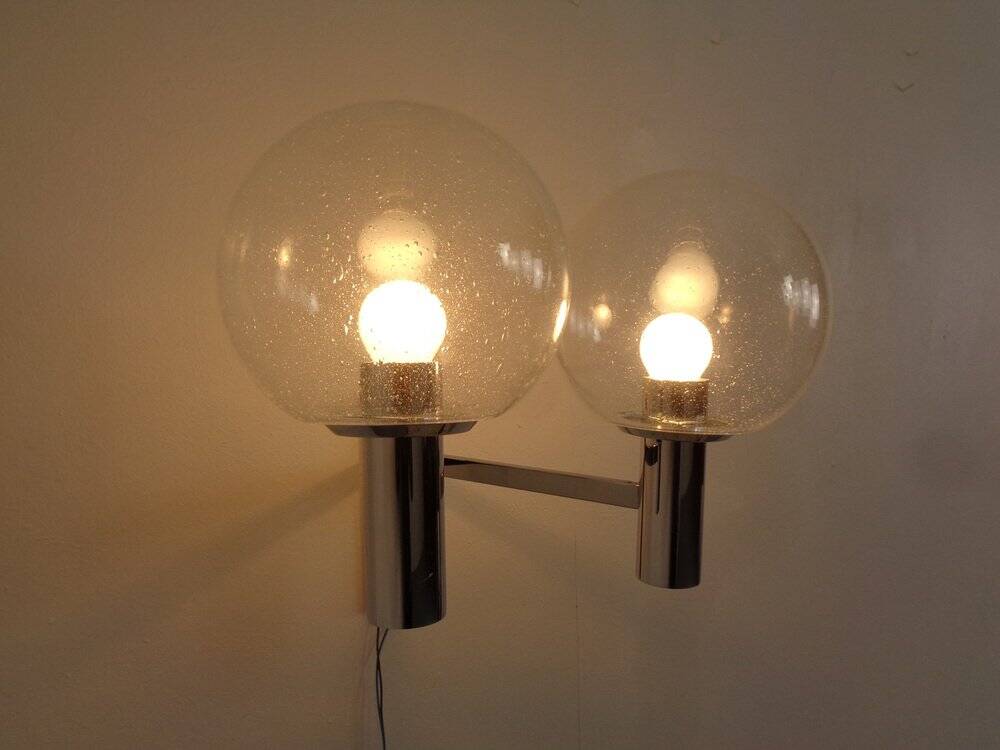 Chromed Glass Wall Lamp from OTT International, 1960s