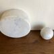 Space Age XXL ashtray in white marble, Italian design 1970.