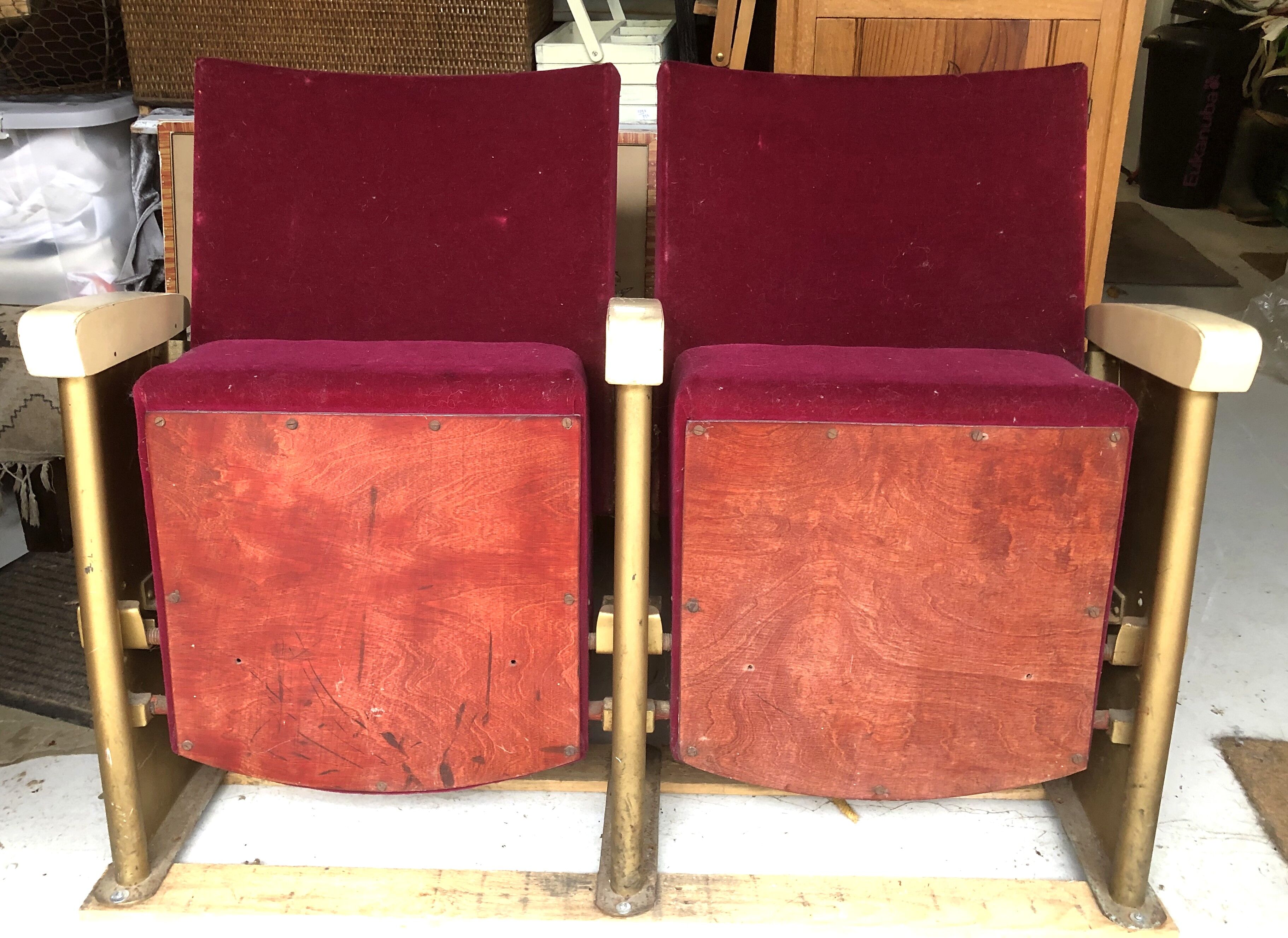 Vintage cinema bench 2 armchairs