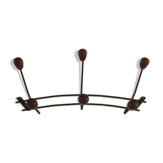 Wooden wrought iron hooks