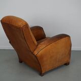 Vintage French Cognac-Colored Leather Club Chair, 1950s