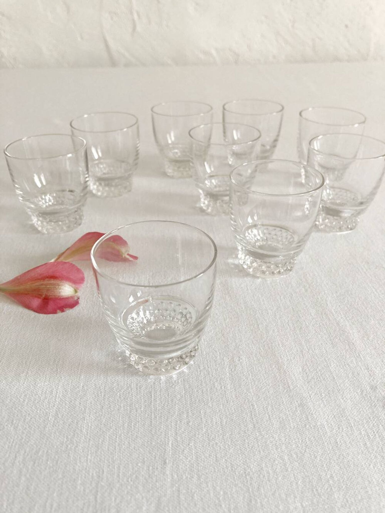 9 crystal liqueur glasses, 1950s