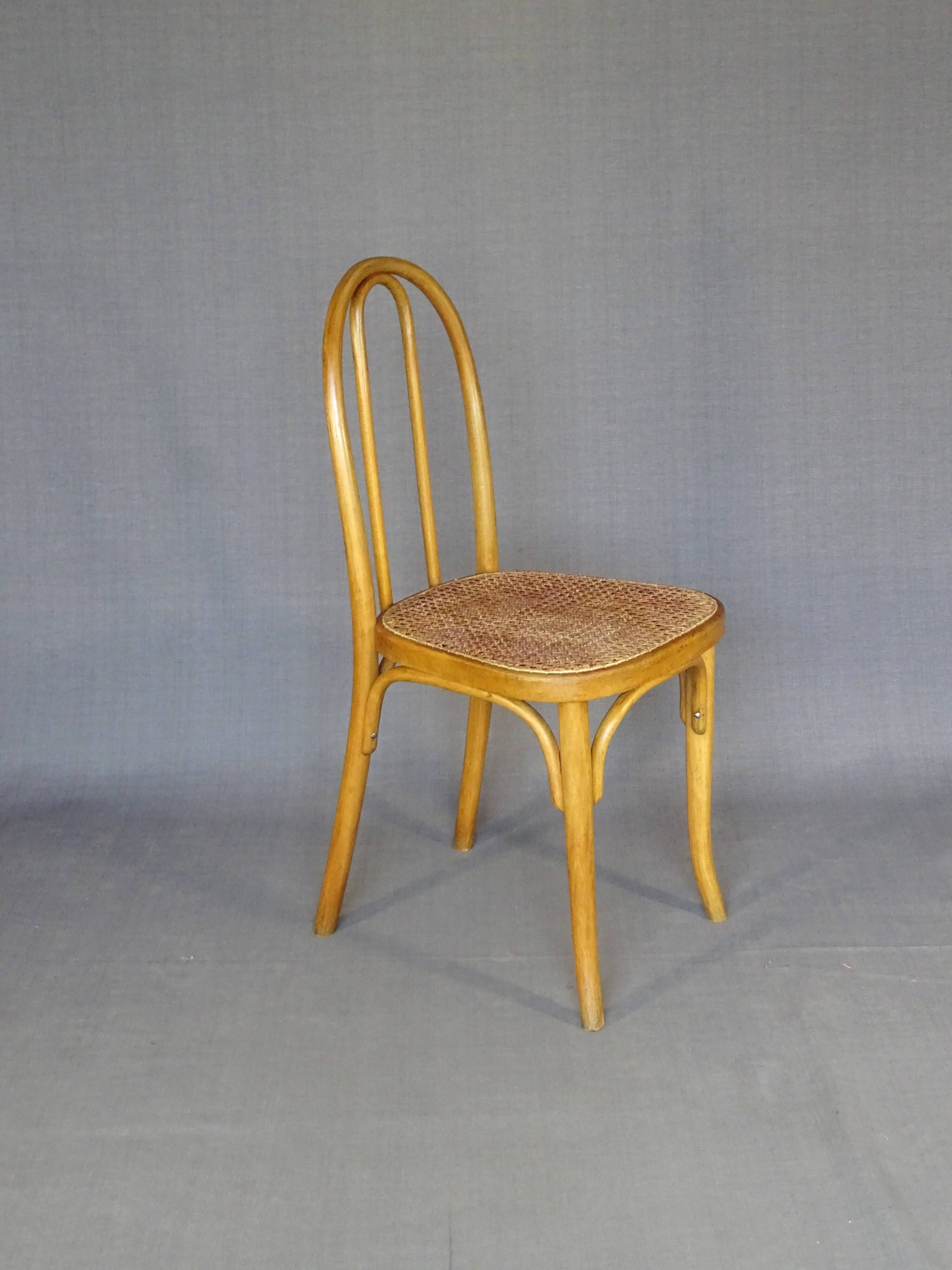 Set of 4 THONET chairs No. A 738 from 1920, caned - bistro -