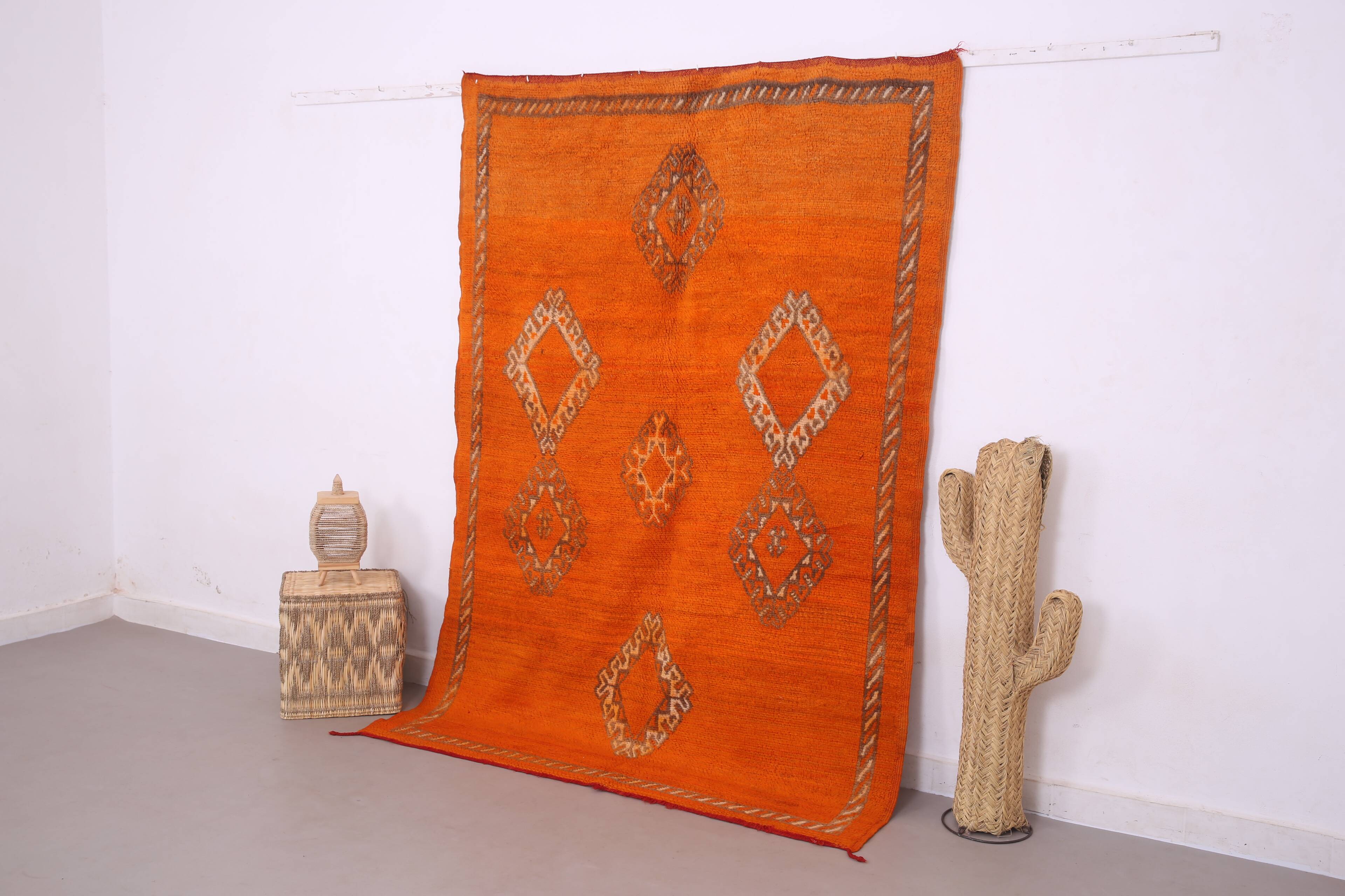 Orange Vintage Moroccan Rug 162 x 232 cm - Berber Wool Rug - Handmade Rug