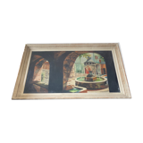 Peinture de Fontaines  à l’huile encadré