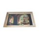 Framed oil fountain painting