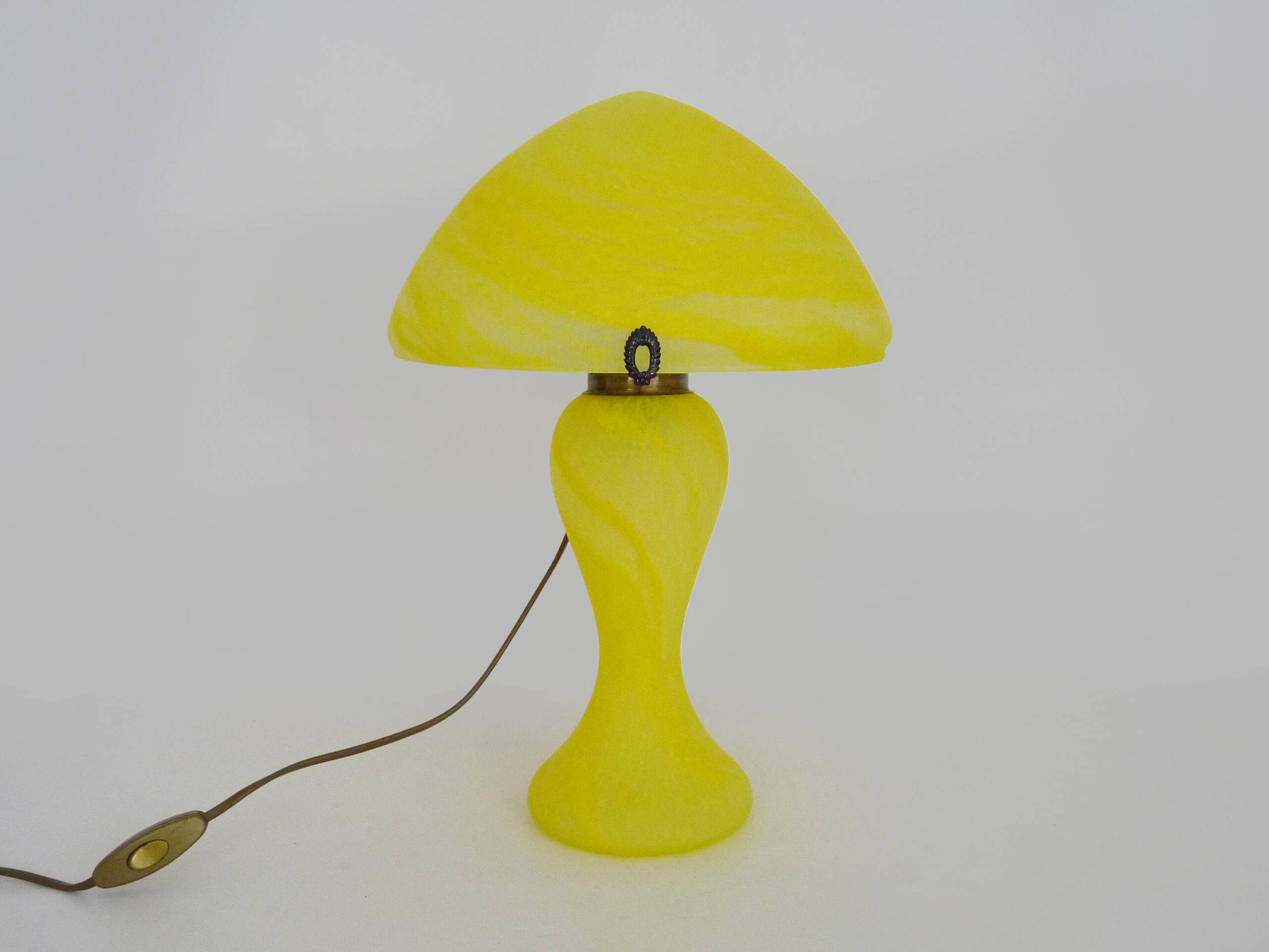 Yellow glass paste mushroom lamp in Art Nouveau style