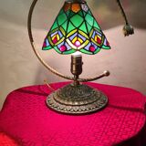 bronze and brass lamp tiffany style glass lampshade 38x32 inter on socket