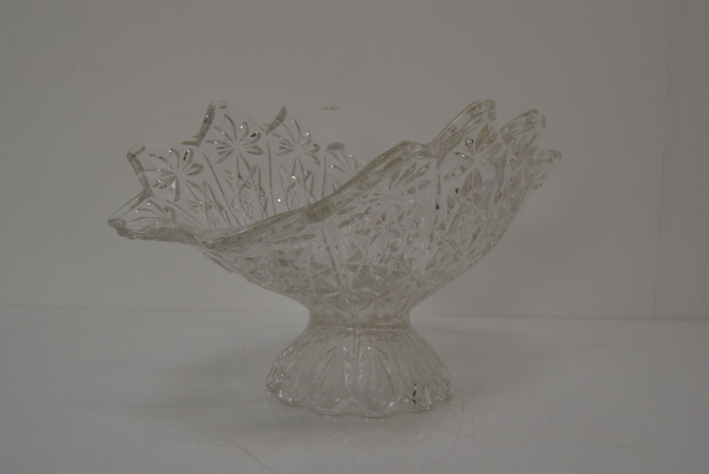 Vintage Crystal Glass Bowl,Glasswork Novy Bor,1950's.