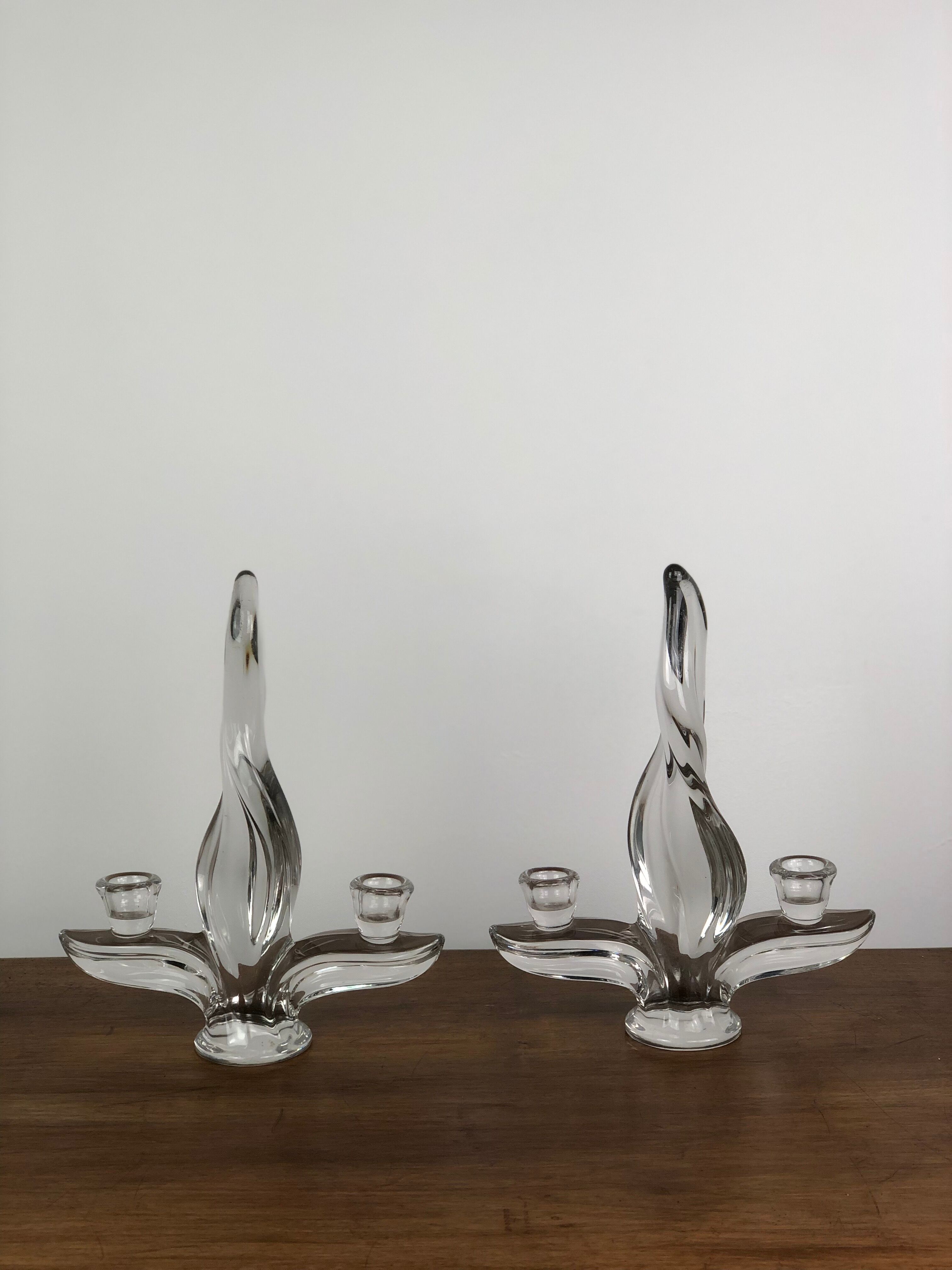 Flame candle holders in vintage crystal 60