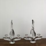 Flame candle holders in vintage crystal 60