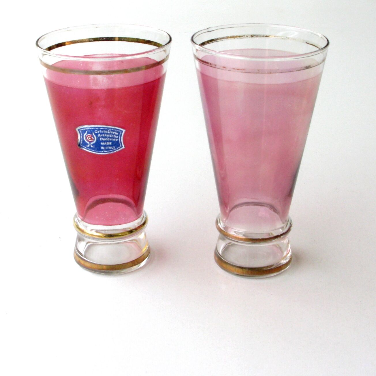 Orangeade service - 6 pearlescent iridescent glasses - Cristal - Italy
