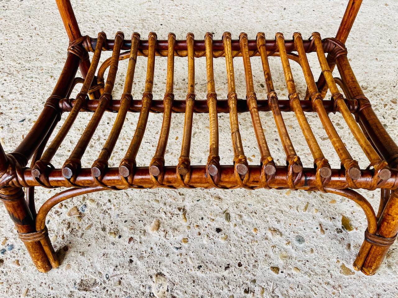 Bamboo and rattan side table, Italy, circa 1960s