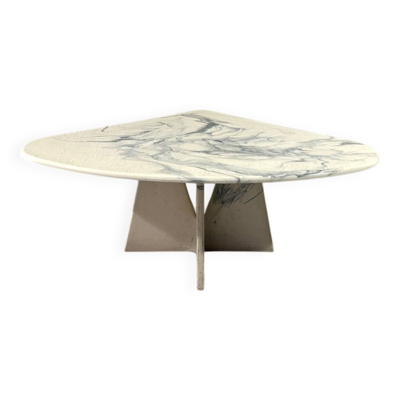 Table basse en marbre artificiel, table d'appoint, années 1980