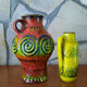 Pair of vases 1970's fat lava retro design mid century