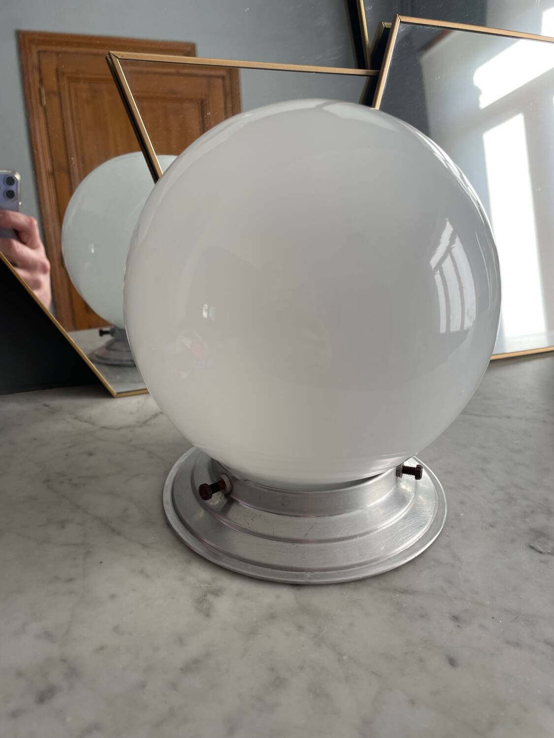 Vintage opaline globe ceiling light