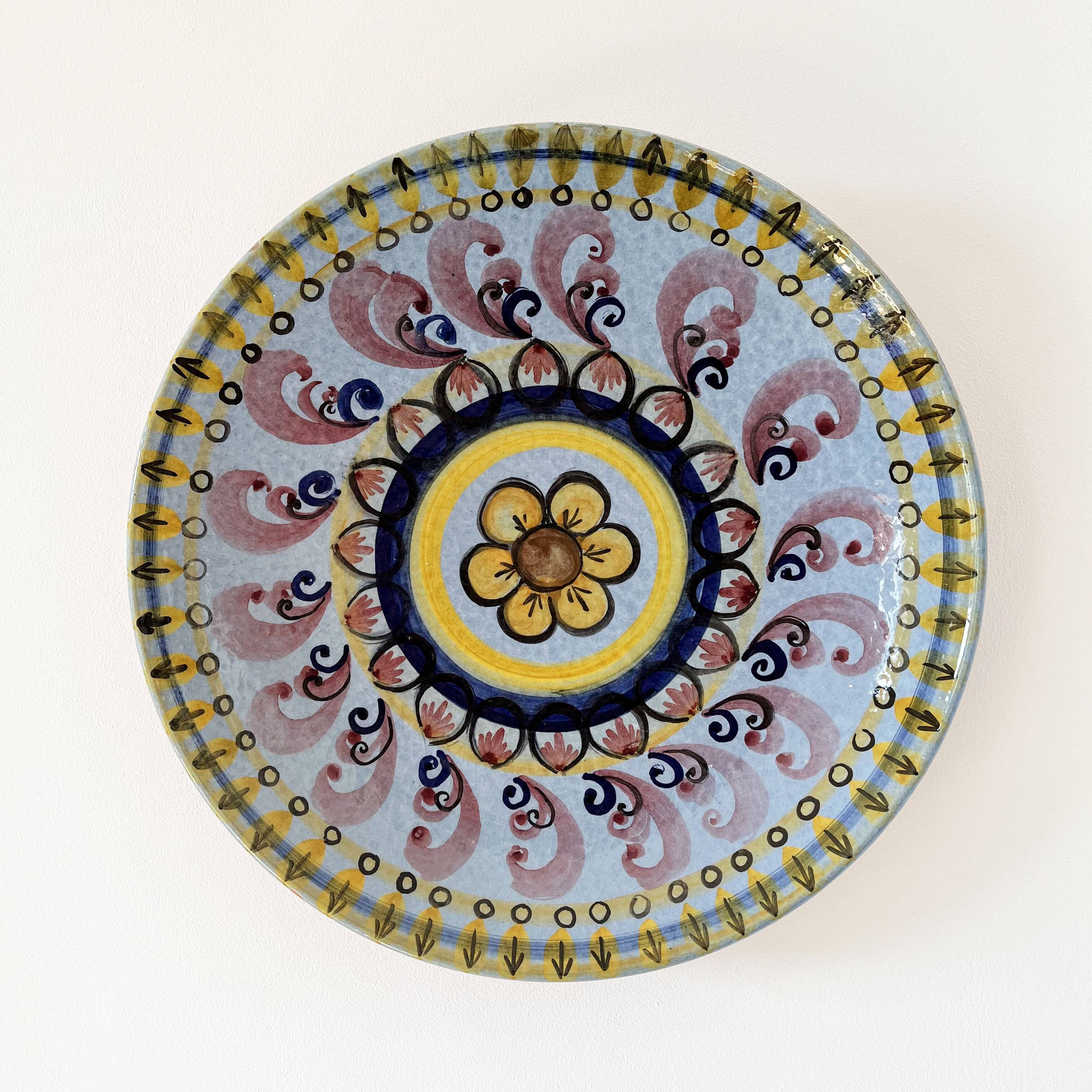 Large hand painted ceramic dish