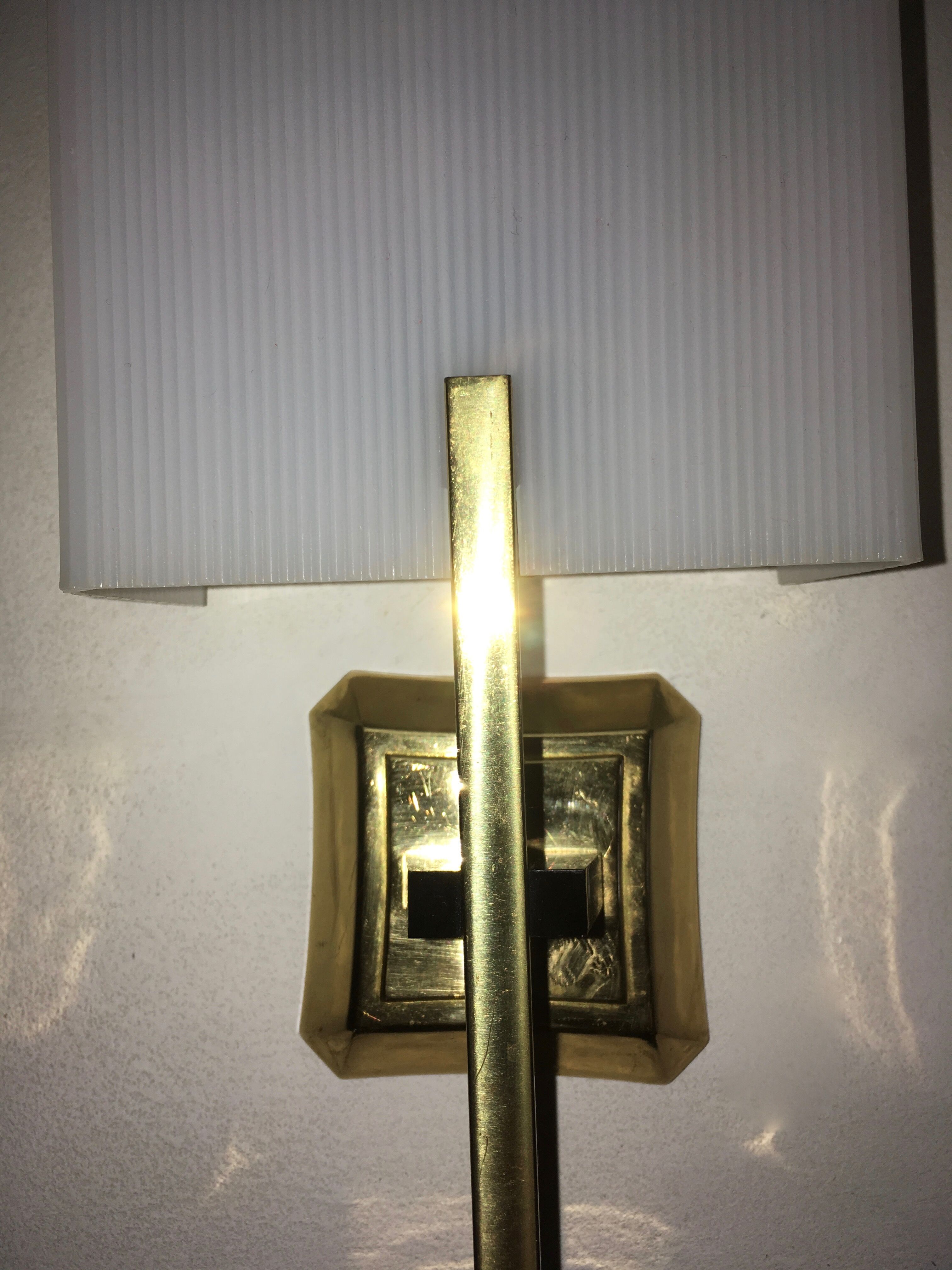 Pair of vintage 1950 brass wall light  perspex