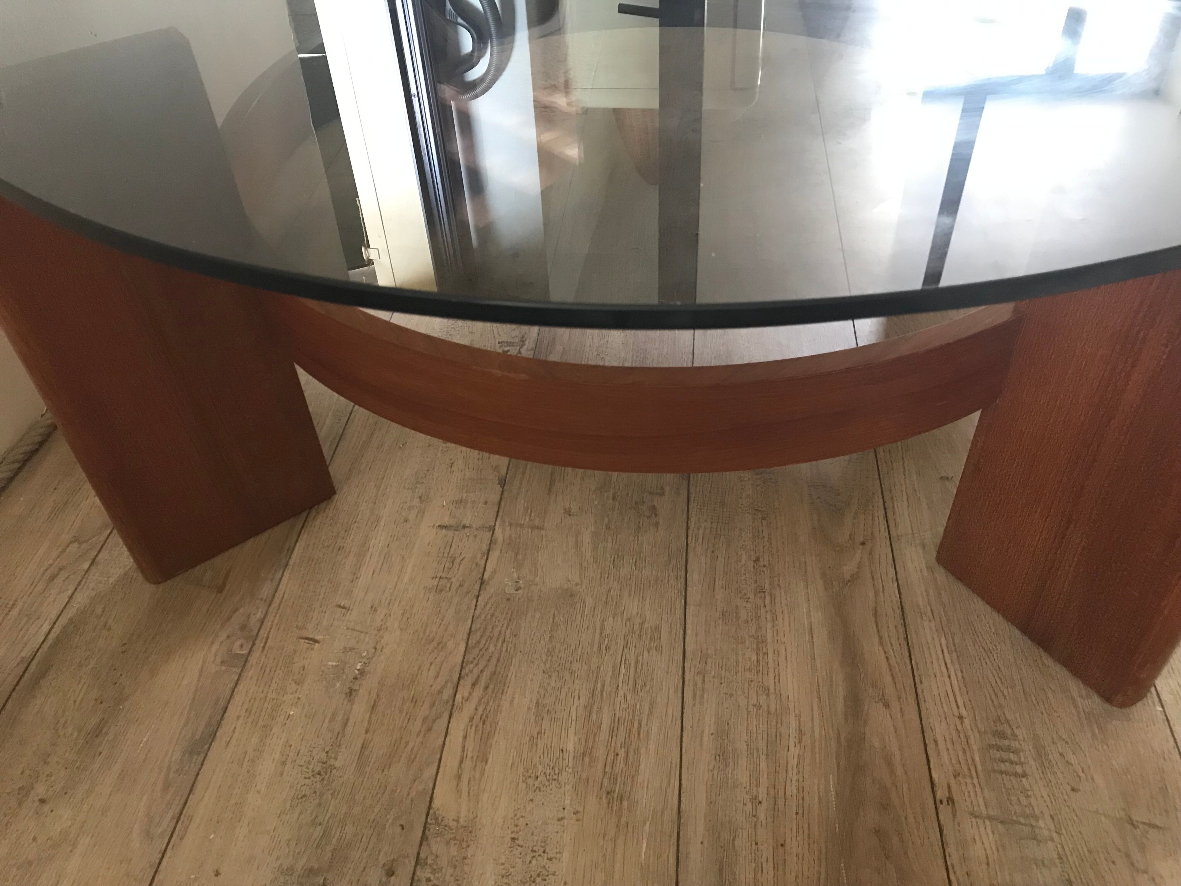 Vintage Danish teak coffee table and smoked glass