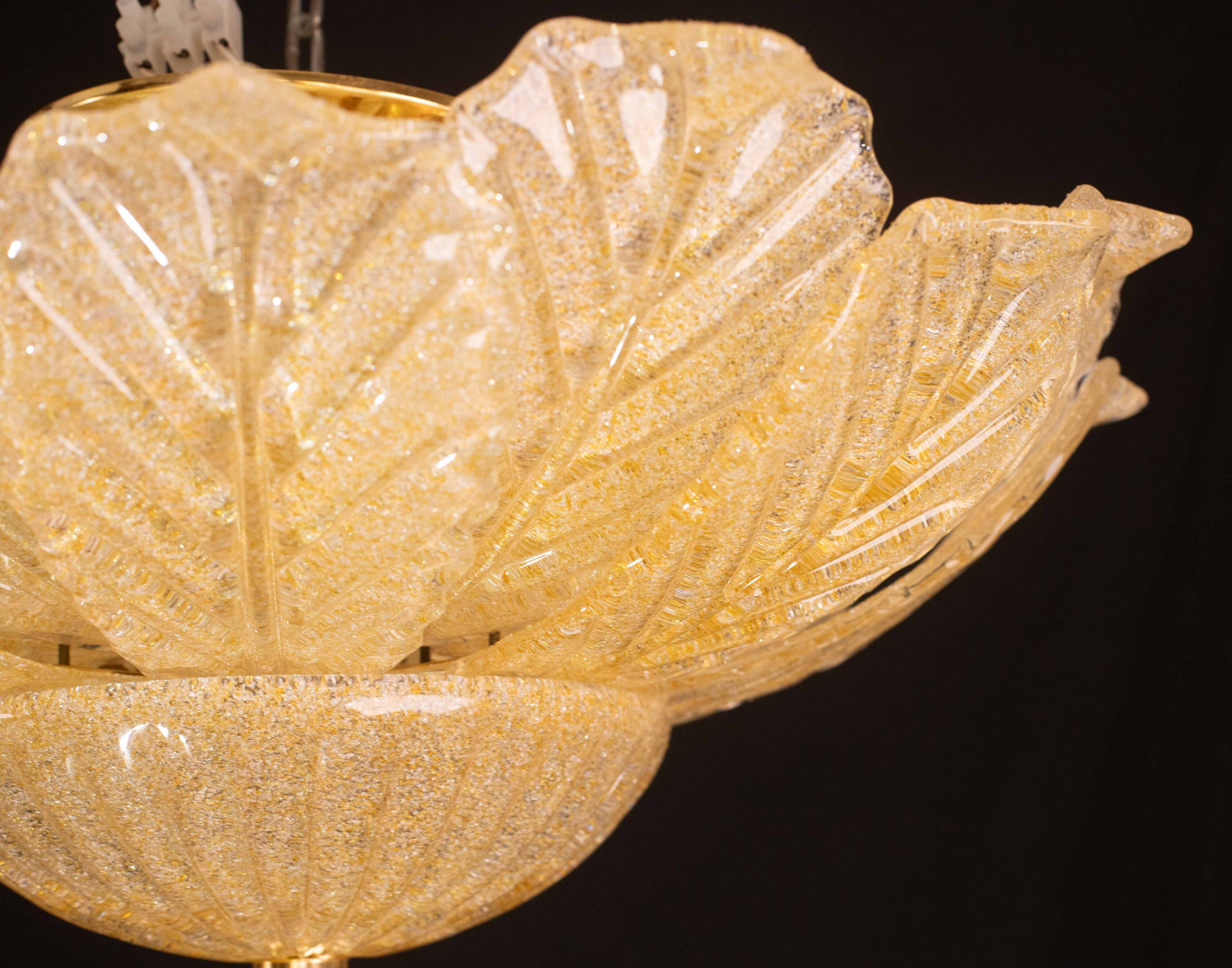 Set of 2 Dubai, Murano Glass Gold Flush Mount, 1970s