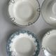 Set of 6 blue ironstone deep plates, antique French earthenware.