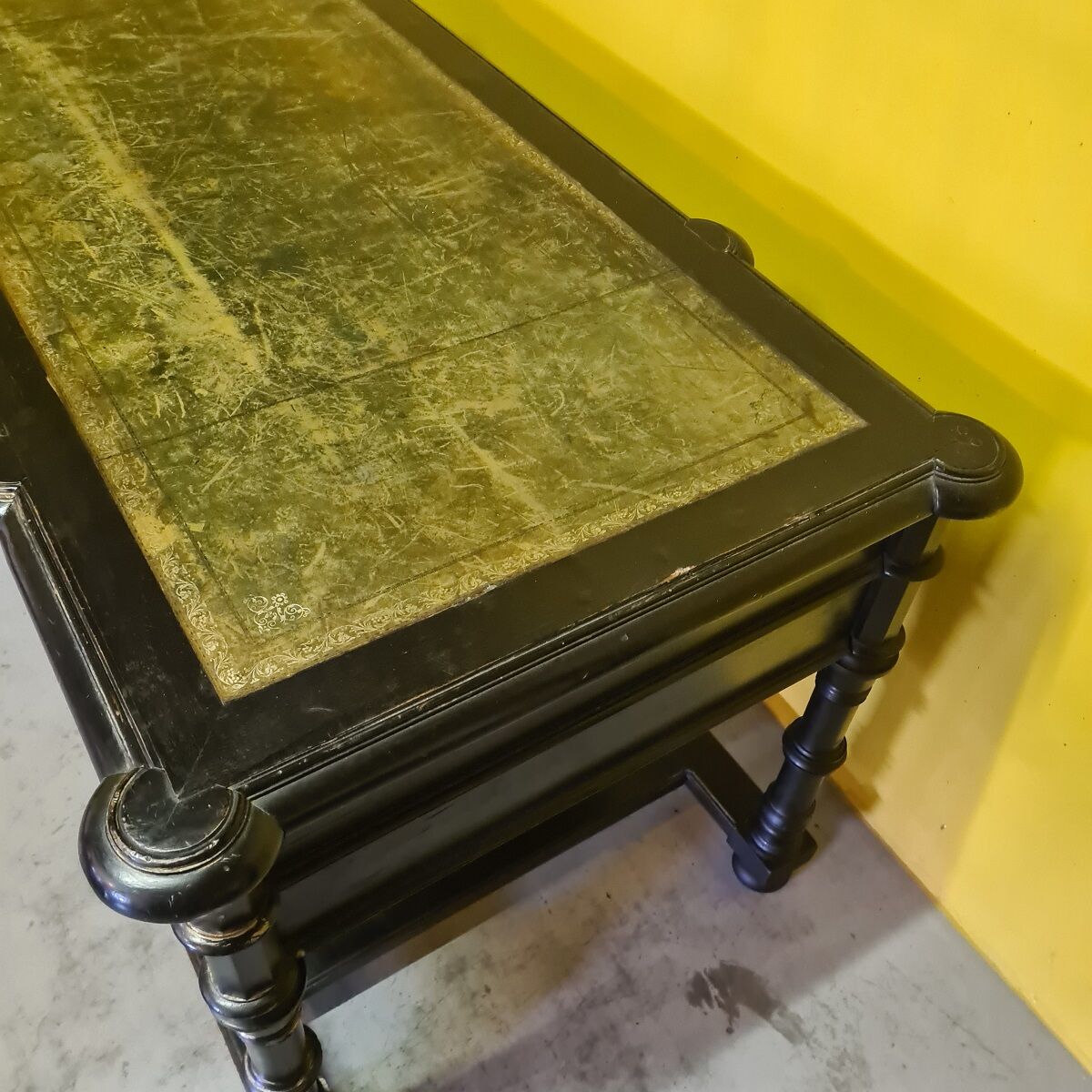 Antique French Ebonized Walnut Desk, from the 1800s.