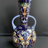 Vase with 2 handles earthenware gien decoration italian renaissance stamped