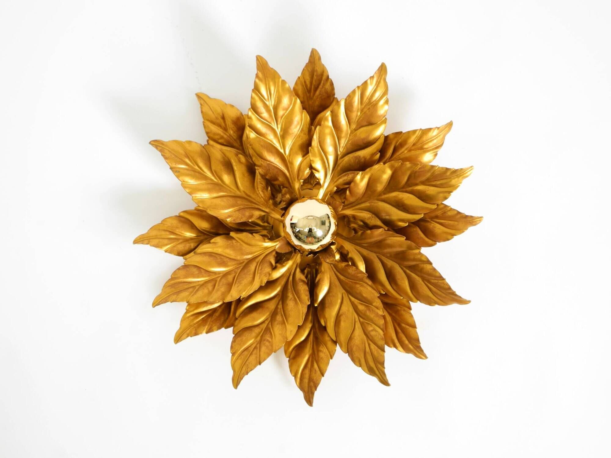 Rare large gold-plated Hans Kögl Florentine-style ceiling or wall lamp from