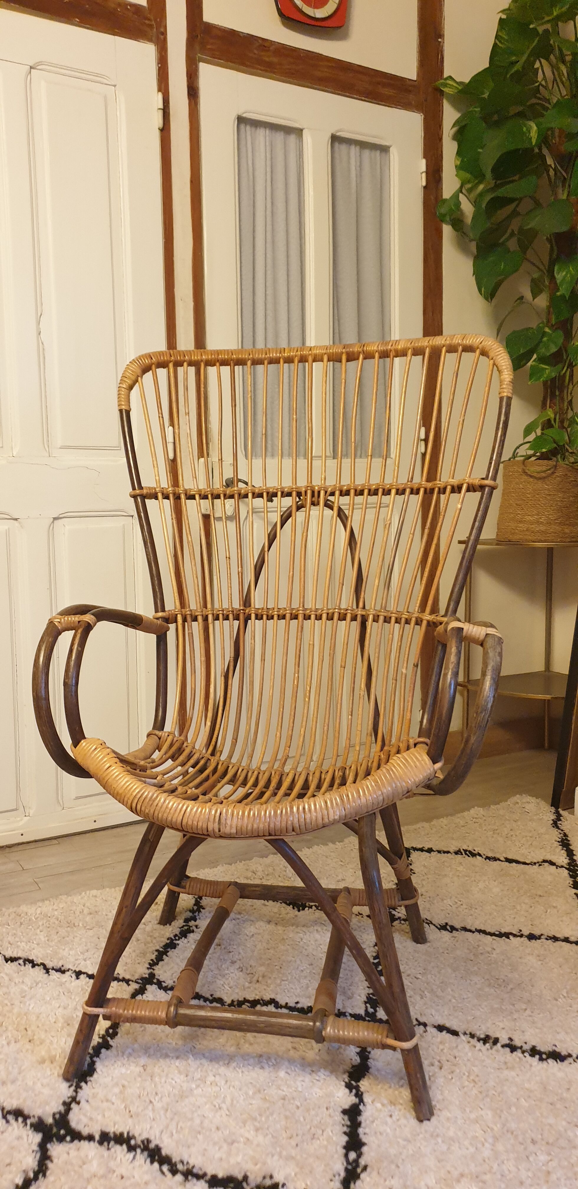 Pair of rattan armchairs