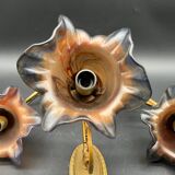 Set of 3 Glass Paste and Brass Wall Lights Signed Vianne Art Nouveau
