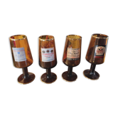 Set 4 amber advertising glasses 1970