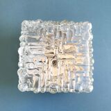Square ceiling lamp in molded glass