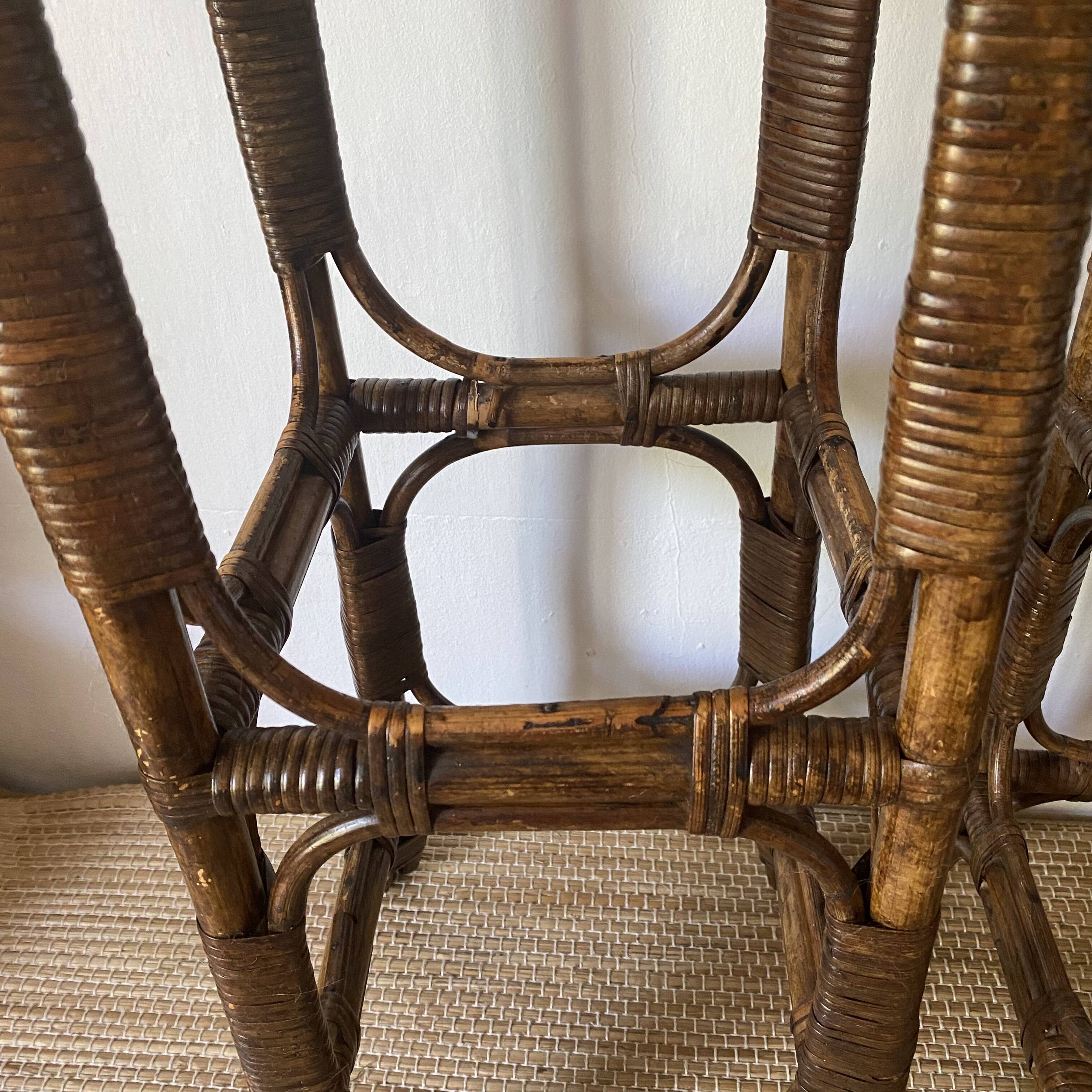 Vintage rattan bar stools or plant holder