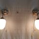 Articulated brass and opaline wall lights - mid 20th century.
