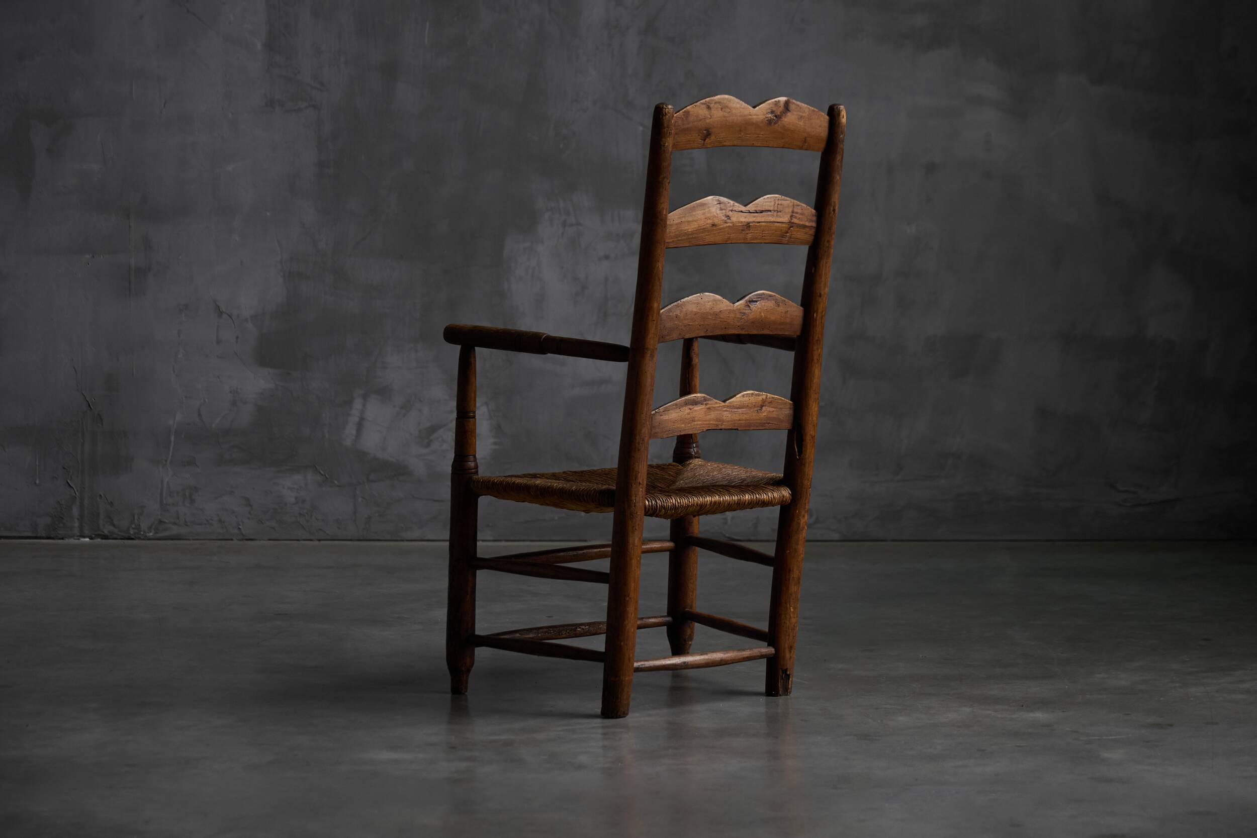 Rustic Ladder-Back Armchair, France, Early 20th Century