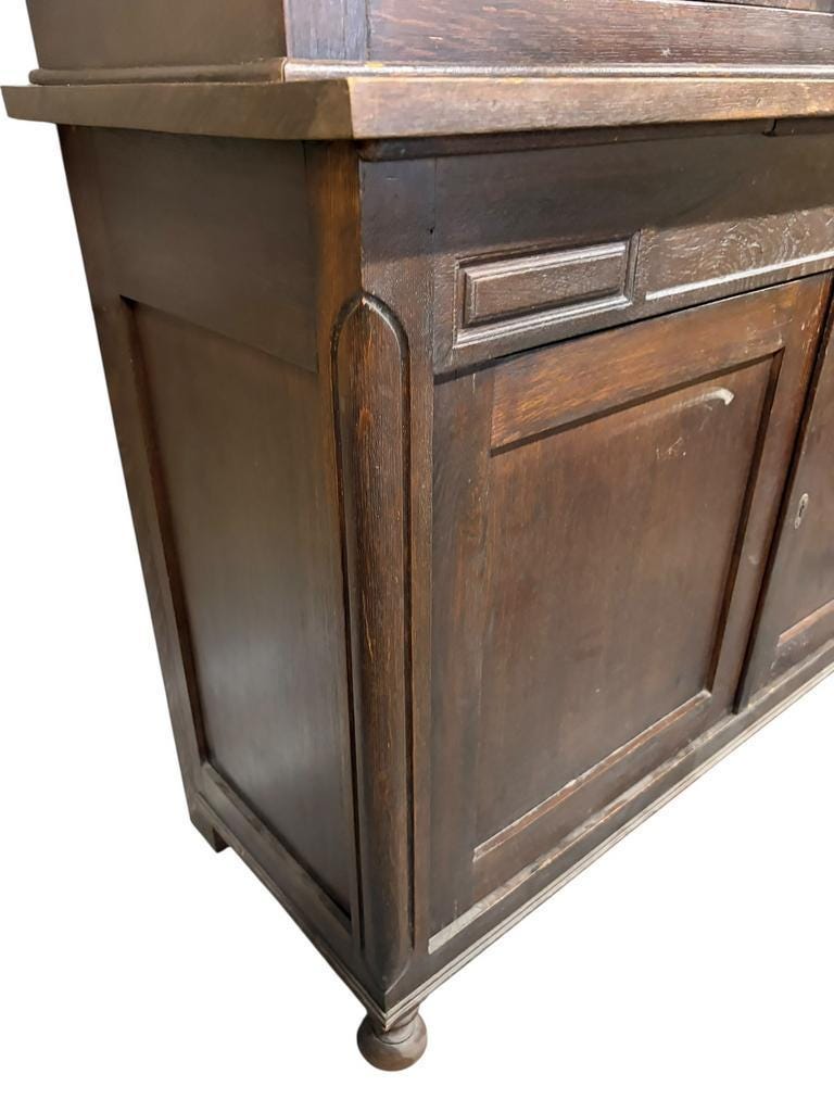 Vintage XL display cabinet in dark wood / wardrobe