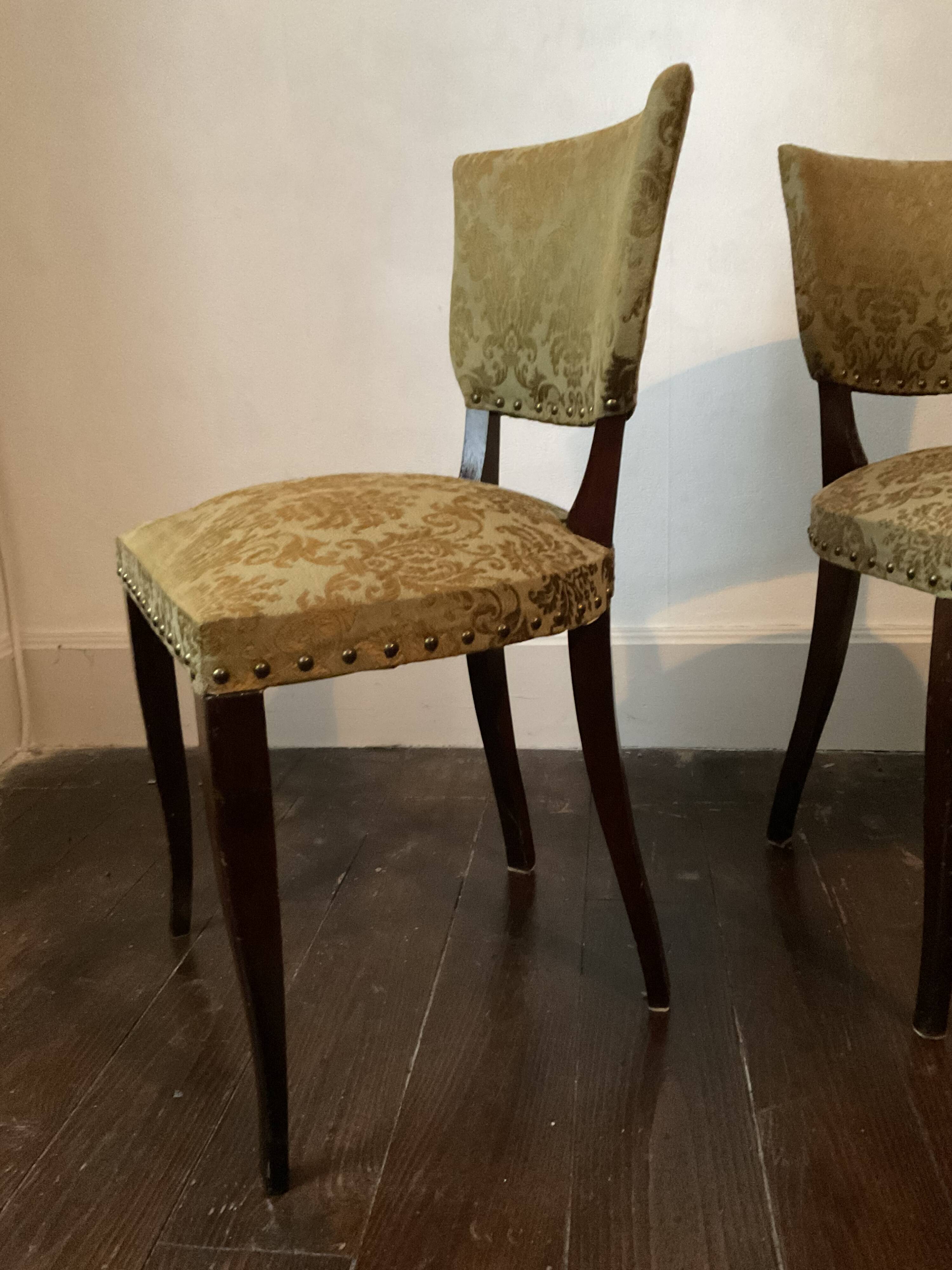 Pair of 60s bridge style velvet chairs