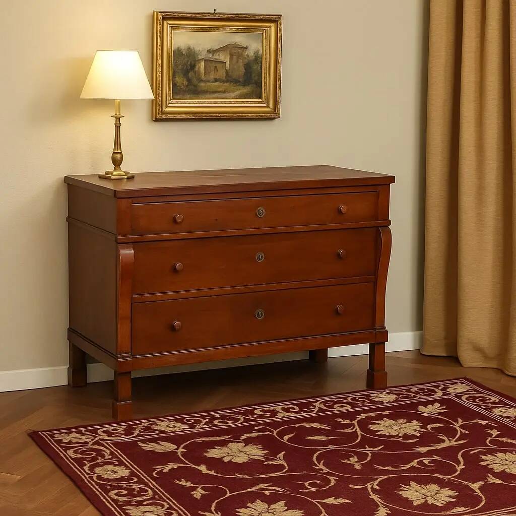Antique walnut restoration commode with 3 drawers, 1800s.