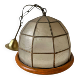 Vintage mother-of-pearl and brass pendant light 1970