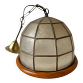 Vintage mother-of-pearl and brass pendant light 1970