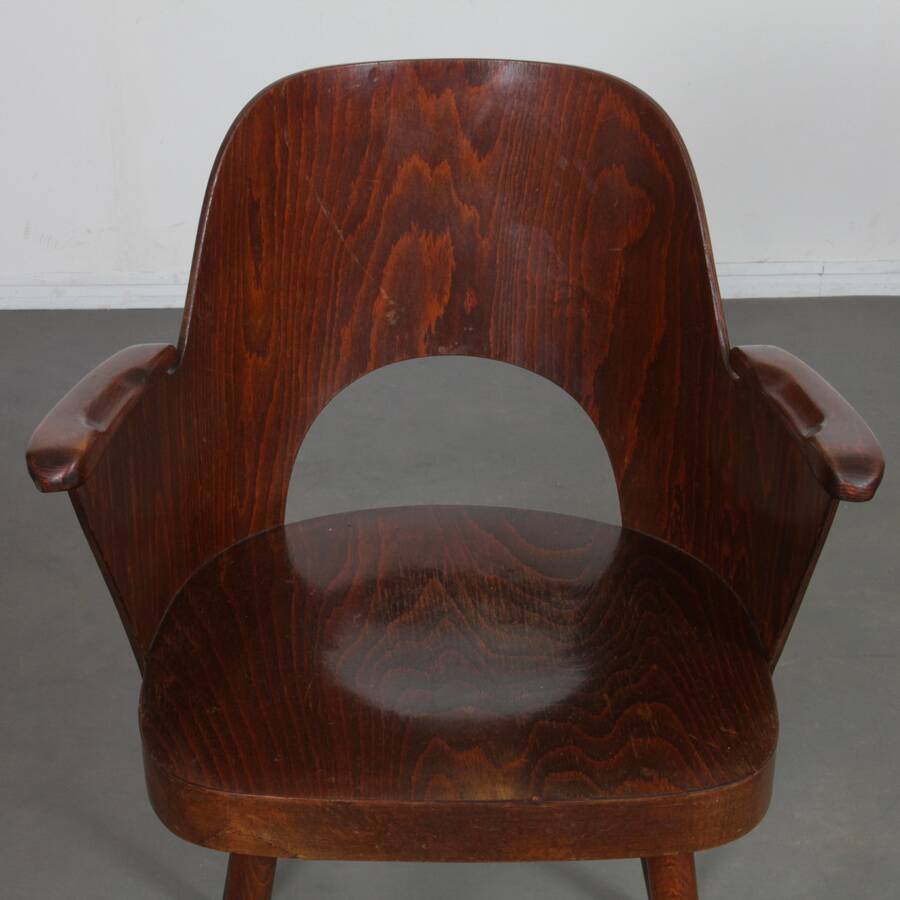 Wooden armchair by Lubomir Hofmann for Ton, 1960