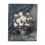 Oil on canvas bouquet of roses still life