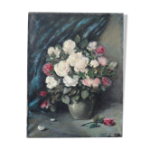 Huile sur toile bouquet de roses nature morte
