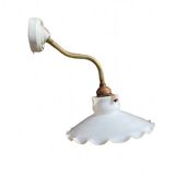 Swan neck brass and opaline wall light
