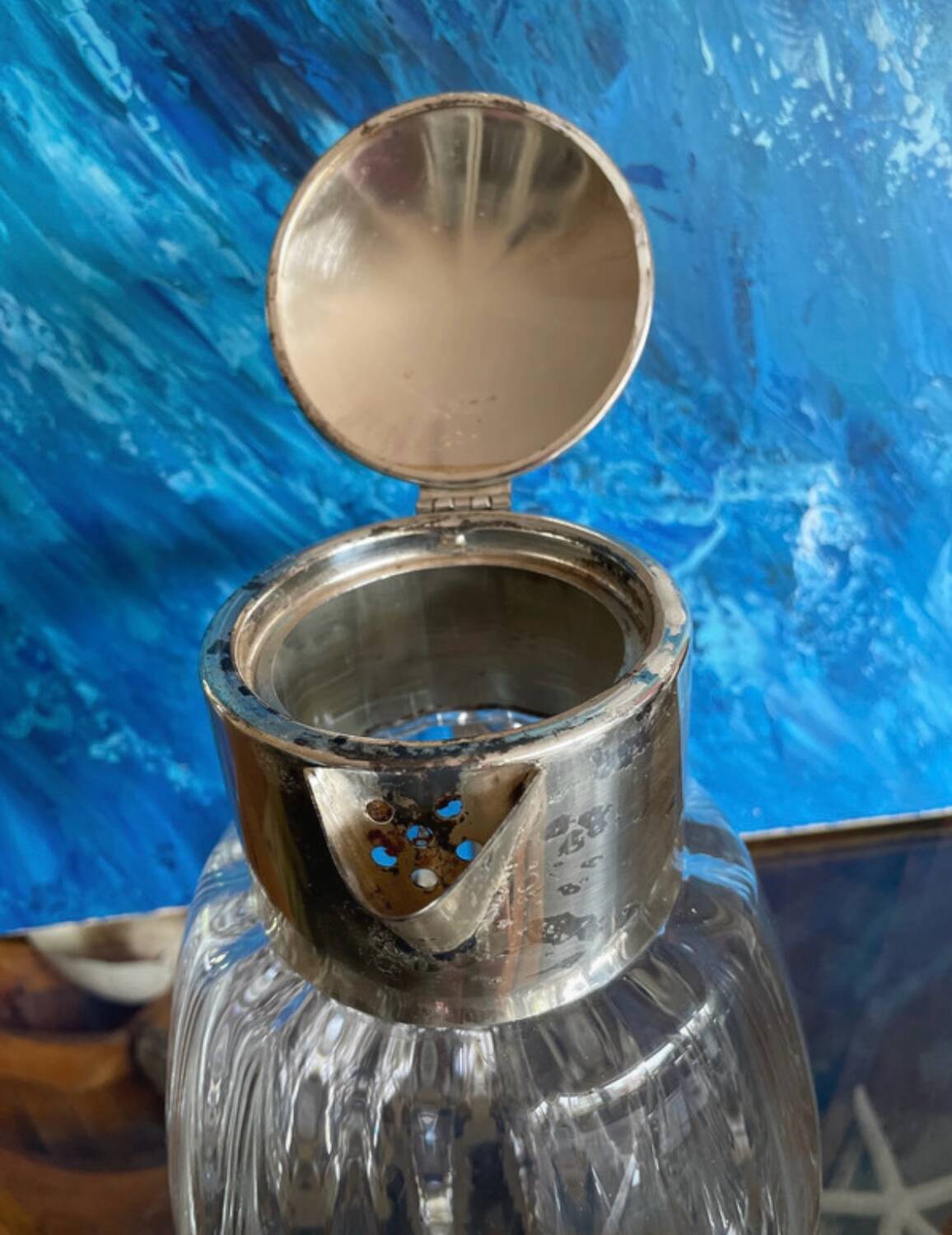 Antique pitcher with ice cooler tube